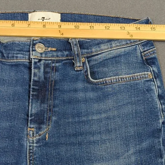 7 For All Mankind Jeans Women's 28 Blue Dojo NYD Denim Flare Wide Leg Denim - Picture 6 of 14